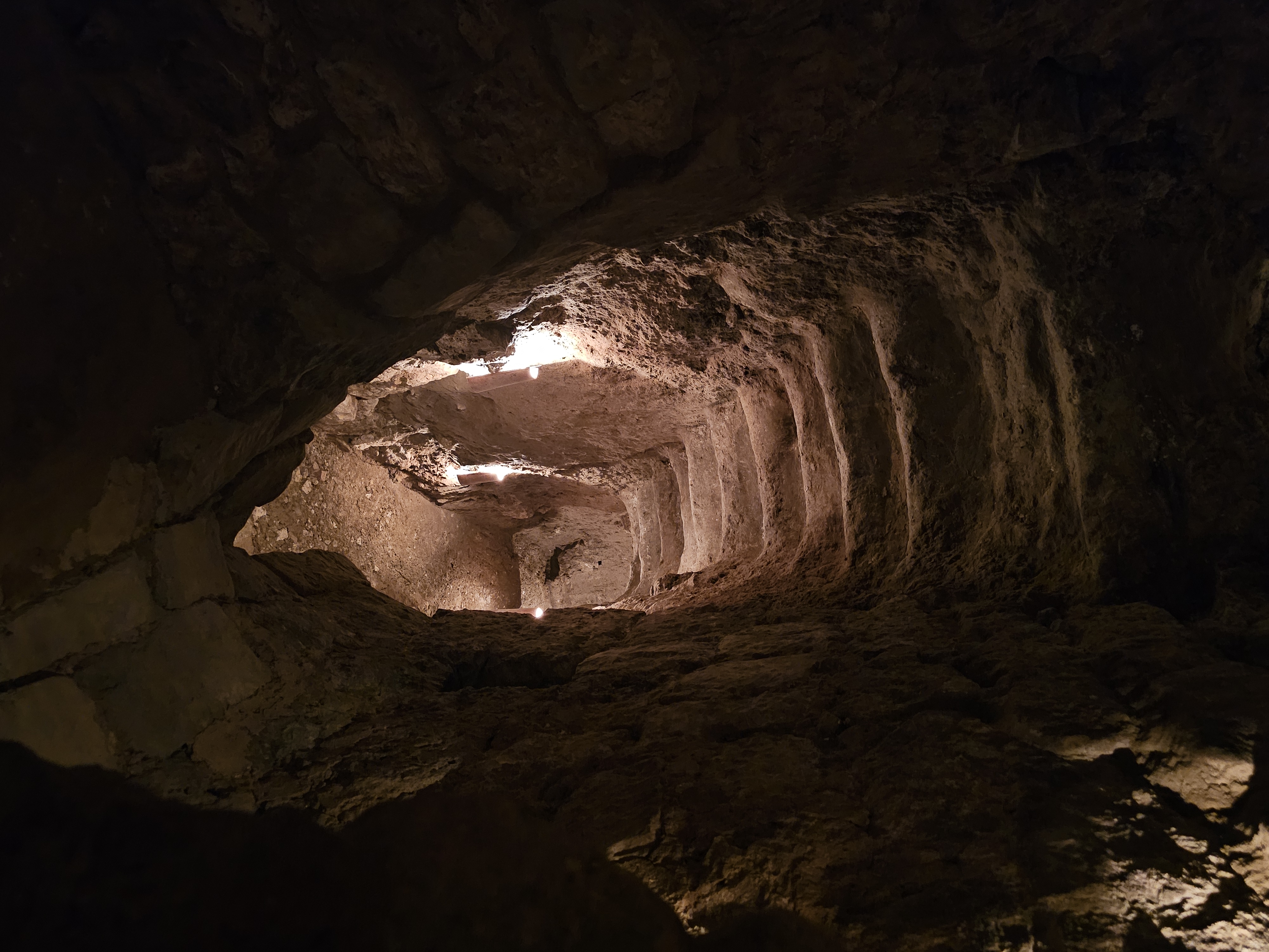 tunnel down into a wine cellar in central Spain
