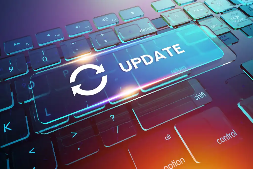 computer keyboard with a floating update button