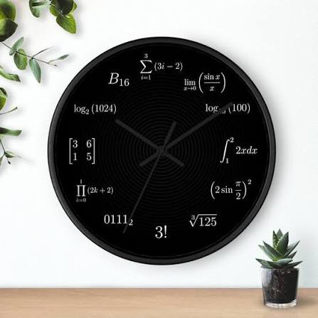 different mathematic functions on a clock to symbolize the different hour markers